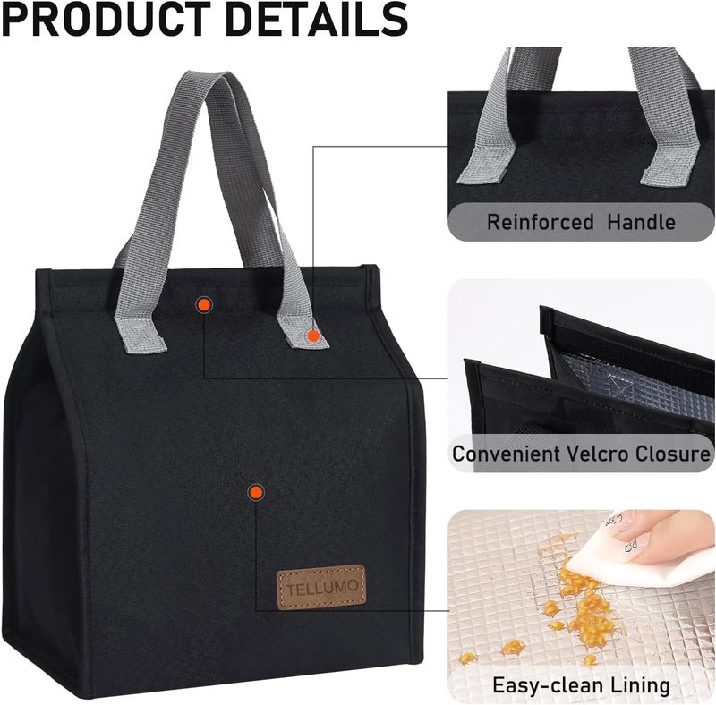 TELLUMO Lunch bag, Insulated Lunch Bag for Women Men Large Lunch Box Container Reusable Leakproof Tote for Office, Work, School, Beach or Travel (Dark) - Image 5